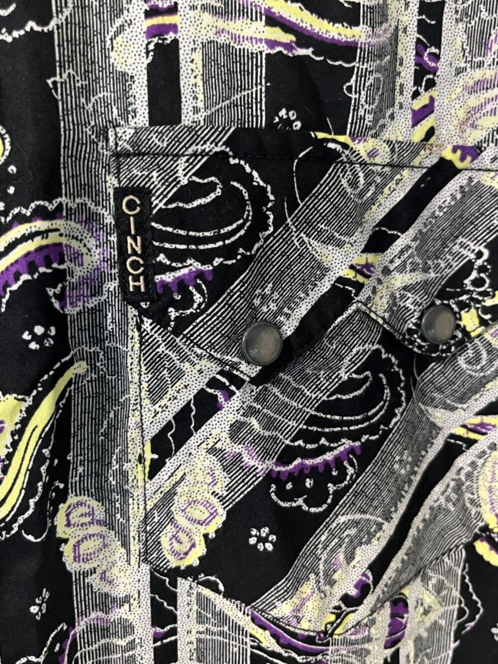 π€ Cinch Menβs Small S White Purple Yellow Modern Fit Long Sleeve Cowboy Shirt - Picture 3 of 5
